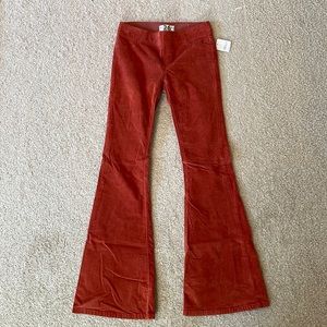 Free People Low Rise Flare Corduroy Pants